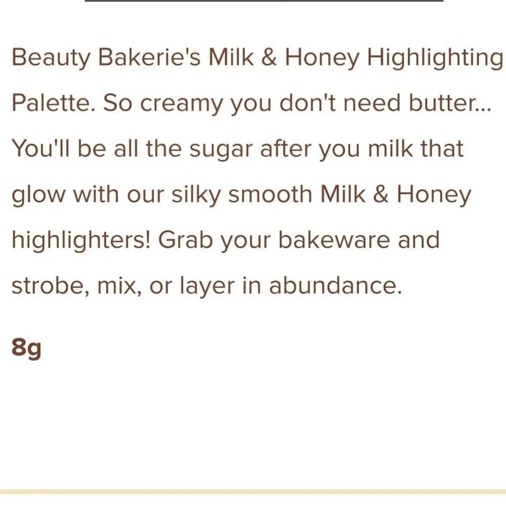 BEAUTY BAKERIE Highlighter Milk & Honey Multi-Use Smudgeproof Pigmented Palette